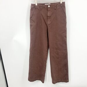 Daze Women Size 28 Petite Jeans Brown Straight Leg Pants Hug Stretch High Rise